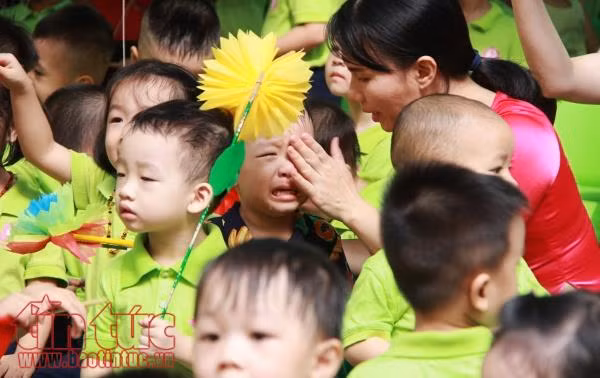 Bé mầm non lã chã nước mắt ngày đầu tiên khai giảng ảnh 10