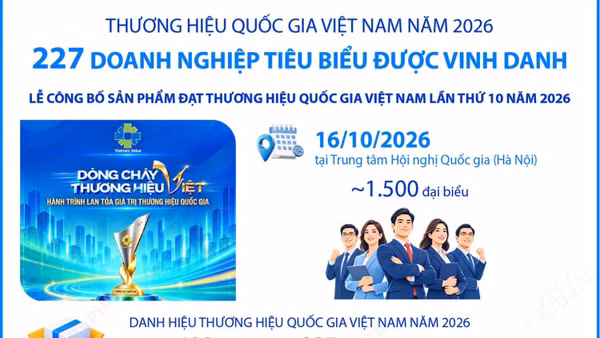 Thương hiệu quốc gia Việt Nam năm 2026: 227 doanh nghiệp tiêu biểu được vinh danh
