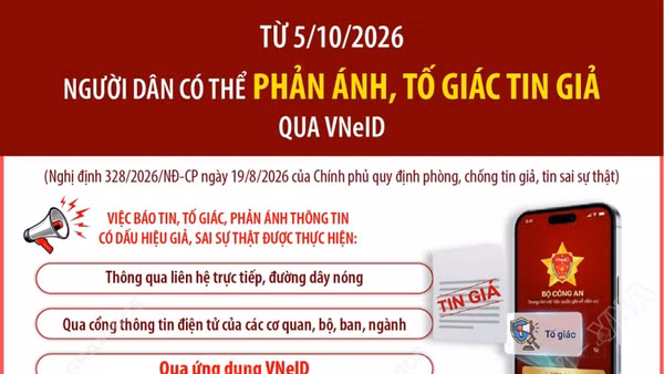 Từ 5/10/2026: Người dân có thể phản ánh, tố giác tin giả qua VneID
