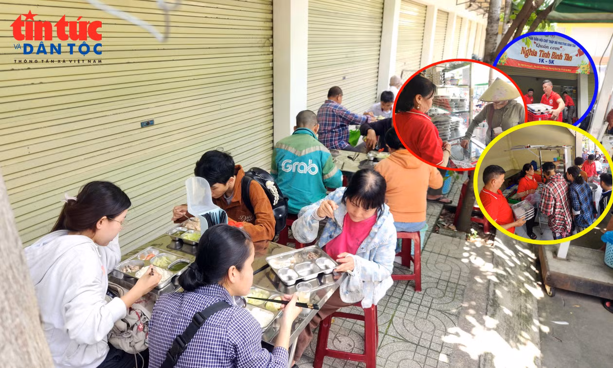 Quán cơm nghĩa tình, sẻ chia với người khó khăn ở phường Bình Tân (TP Hồ Chí Minh).