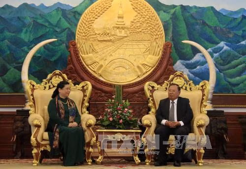 Lãnh đạo cấp cao Đảng, Nhà nước Lào tiếp đoàn đại biểu cấp cao Đảng, Nhà nước ta ảnh 2