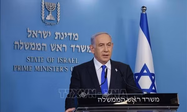 Thủ tướng Israel Benjamin Netanyahu phát biểu tại cuộc họp báo ở Jerusalem. Ảnh: THX/TTXVN phát
