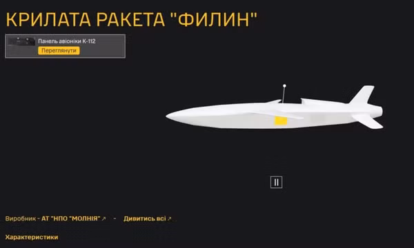 Tình báo quân sự Ukraine tiết lộ mẫu tên lửa hành trình Filin mới của Nga