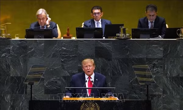 Tổng thống Mỹ Donald Trump phát biểu trước Đại hội đồng LHQ ở New York, ngày 22/9/2026. Ảnh: THX/TTXVN phát