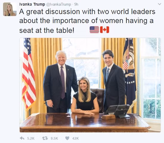 Ảnh con gái ông Trump ngồi ghế tổng thống gây bão ảnh 1
