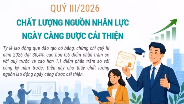 Quý III/2026: Chất lượng nguồn nhân lực ngày càng được cải thiện