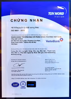 Hệ thống Quản lý chất lượng VietinBank đạt chuẩn ISO 9001:2015 ảnh 2