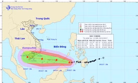 Bão Tembin di chuyển hướng Tây Tây Bắc, có khả năng mạnh thêm ảnh 1