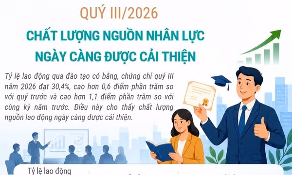 Quý III/2026: Chất lượng nguồn nhân lực ngày càng được cải thiện
