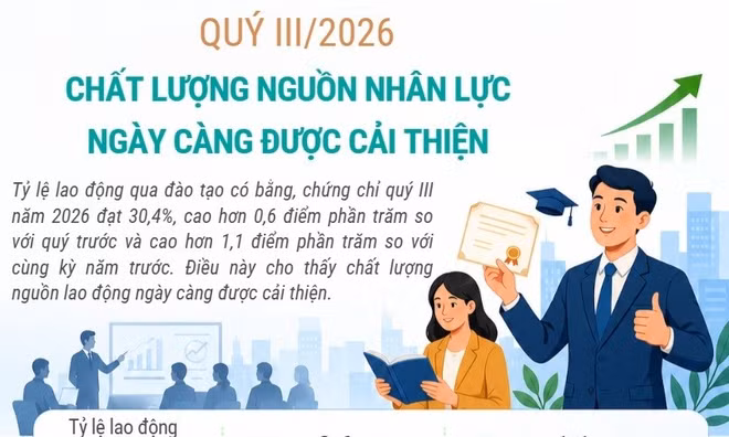 Quý III/2026: Chất lượng nguồn nhân lực ngày càng được cải thiện