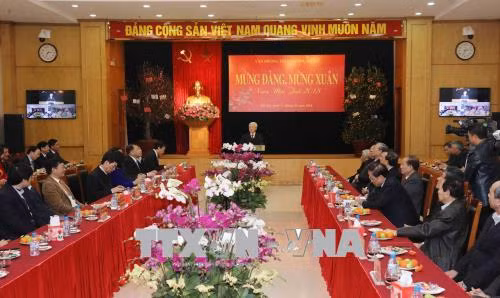 Tổng Bí thư gặp mặt, chúc Tết cán bộ, công chức, người lao động Văn phòng Trung ương Đảng ảnh 2