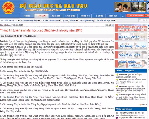 Công bố thông tin tuyển sinh đại học, cao đẳng năm 2015 ảnh 1