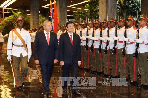 Chủ tịch nước Trương Tấn Sang hội đàm với Chủ tịch Cuba ảnh 1