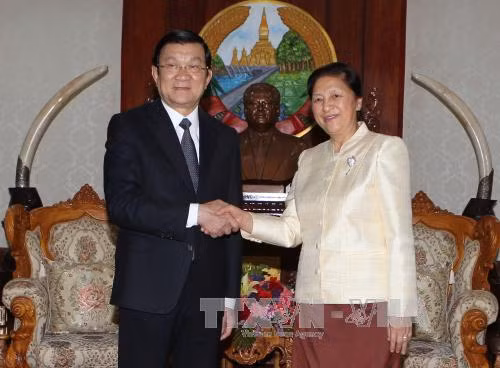 Chủ tịch nước Trương Tấn Sang hội kiến Thủ tướng và Chủ tịch Quốc hội Lào ảnh 2
