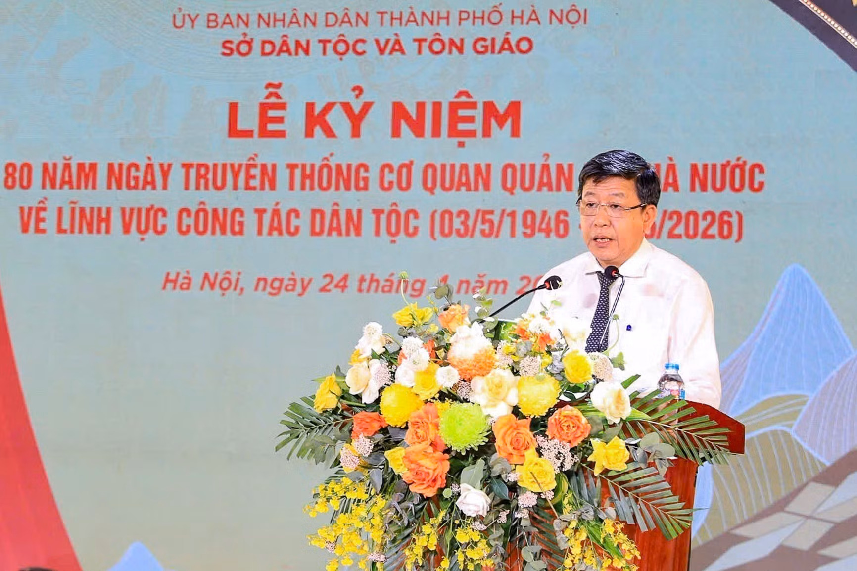 Phó Chủ tịch UBND thành phố Hà Nội Dương Đức Tuấn phát biểu chỉ đạo tại lễ kỷ niệm. Ảnh: Hùng Mạnh/ TTXVN
