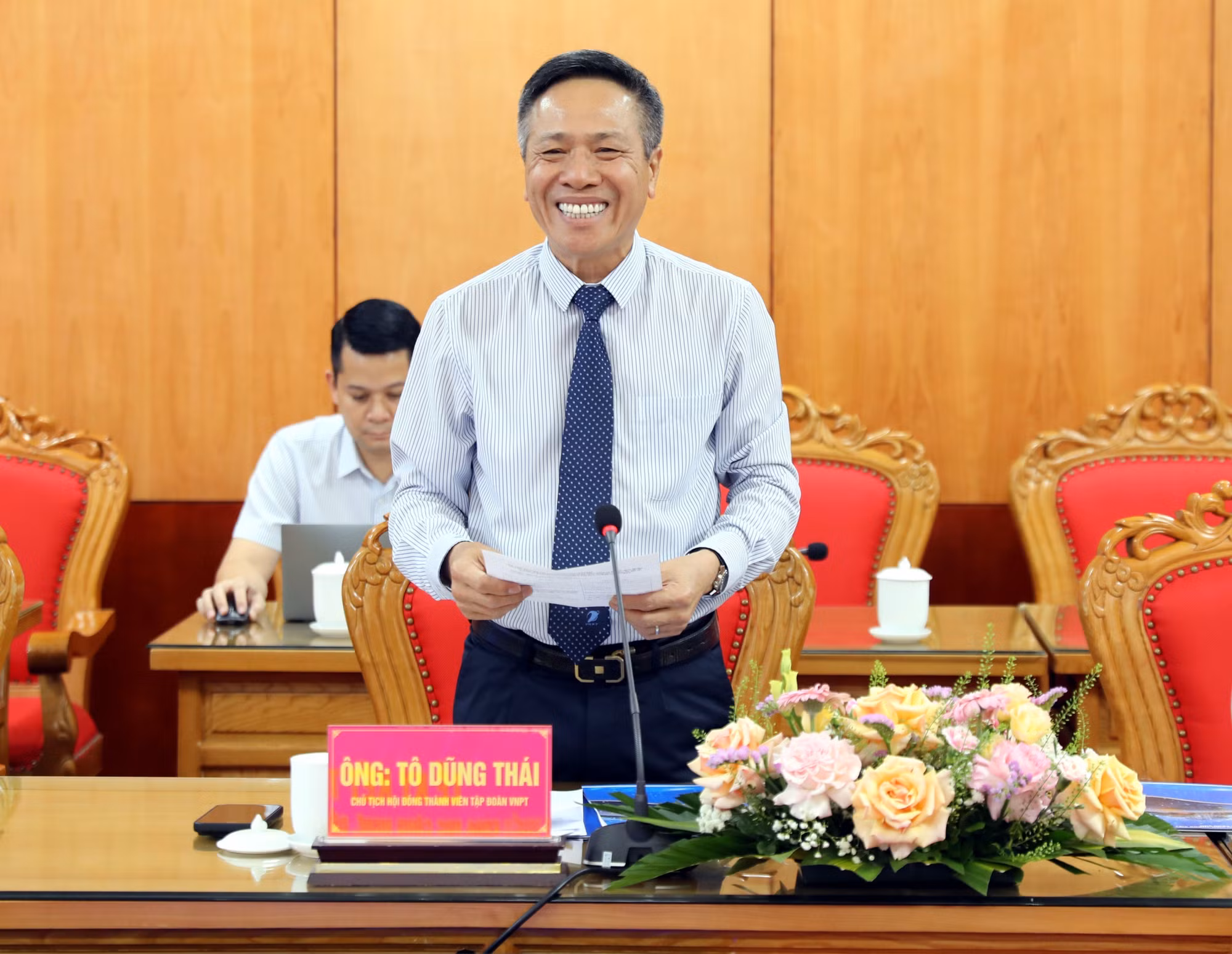 Ông Tô Dũng Thái, Chủ tịch Hội đồng thành viên Tập đoàn VNPT cam kết, Tập đoàn đồng hành, hỗ trợ Lạng Sơn phát triển cơ sở hạ tầng viễn thông - công nghệ thông tin cũng như các dự án chuyển đổi số.