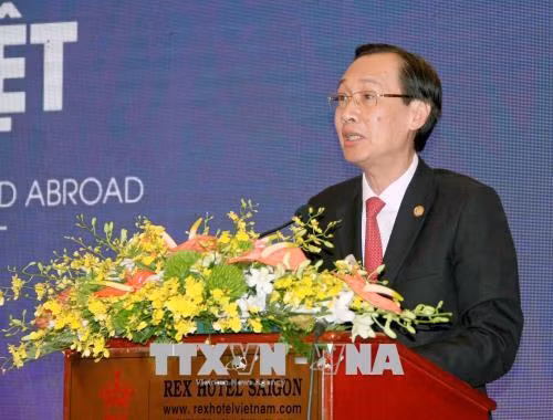 Phó Chủ tịch Thường trực UBND Thành phố Hồ Chí Minh Lê Thanh Liêm phát biểu bế mạc Diễn đàn. Ảnh: Tiến Lực – TTXVN
