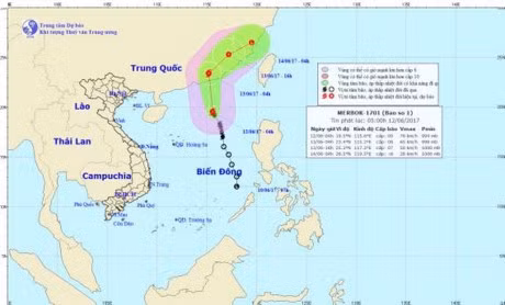 Đường đi và vị trí cơn bão. (Nguồn: nchmf.gov)