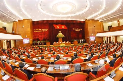 Toàn cảnh bế mạc Hội nghị lần thứ sáu Ban Chấp hành Trung ương Đảng Khóa XII. Ảnh: Phương Hoa - TTXVN