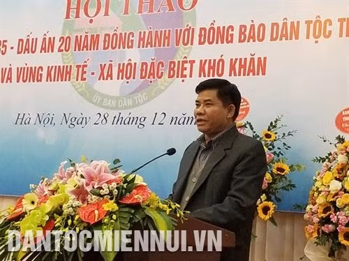 Thứ trưởng, Phó Chủ nhiệm Ủy ban Dân tộc Y Thông phát biểu khai mạc Hội thảo. Ảnh: Hoàng Tâm