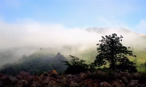 "Biển" mây trắng xóa ngập núi non.
