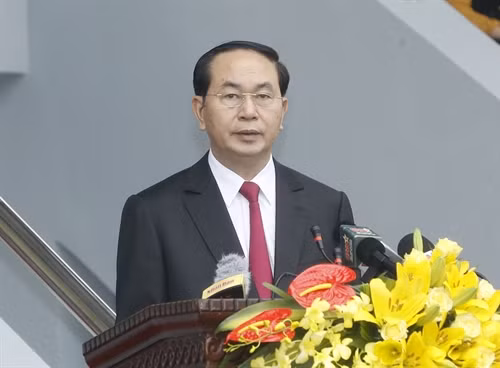 Chủ tịch nước Trần Đại Quang phát biểu tại Lễ kỷ niệm. Ảnh: Nhan Sáng-TTXVN