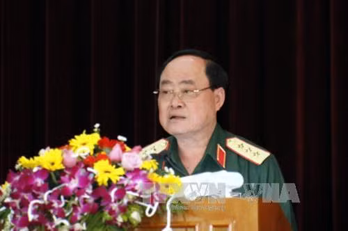 Thượng tướng Trần Đơn, Thứ trưởng Bộ Quốc phòng phát biểu tại hội nghị. Ảnh : Hoàng Hải - TTXVN