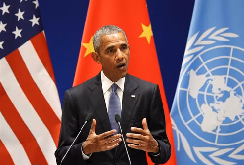 Tổng thống Mỹ Barack Obama phát biểu tại một phiên họp trước thềm Hội nghị thượng đỉnh G20 ở Hàng Châu (Trugn Quốc) ngày 3/9. EPA/ TTXVN
