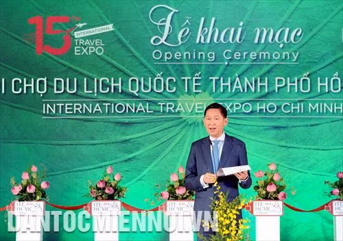 Ông Trần Vĩnh Tuyến - Phó Chủ tịch UBND Thành phố Hồ Chí Minh phát biểu khai mạc Hội chợ Du lịch Quốc tế thành phố Hồ Chí Minh năm 2019