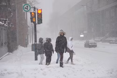 Tuyết bao phủ dày đặc tại Montreal sau trận bão tuyết. AFP/TTXVN