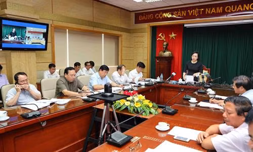 Bộ trưởng Bộ Y tế Nguyễn Thị kim Tiến phát biểu tại buổi họp trực tuyến. Ảnh: Thành Đạt – TTXVN