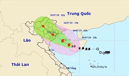 Bản đồ đường đi của Bão số 2. Ảnh: TTXVN phát