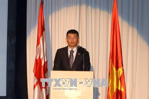 Ông Nguyễn Tuấn, Phó giám đốc Sở Ngoại vụ Thành phố Hồ Chí Minh phát biểu tại lễ kỷ niệm. Ảnh: Thanh Vũ-TTXVN