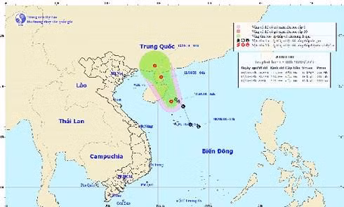 Dự báo hướng đi của áp thấp nhiệt đới. Ảnh: nchmf.gov.vn
