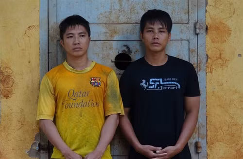 Đối tượng Quang và Hai tại cơ quan điều tra