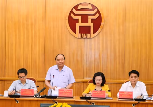 Thủ tướng Nguyễn Xuân Phúc phát biểu tại buổi làm việc. Ảnh: Thống Nhất-TTXVN