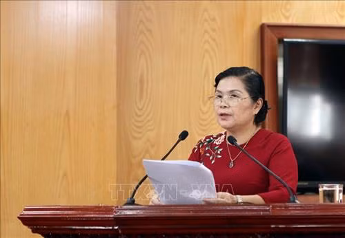 Bí thư Tỉnh Ủy tỉnh Lai Châu Giàng Páo Mỷ phát biểu khai mạc hội nghị. Ảnh: Quý Trung – TTXVN