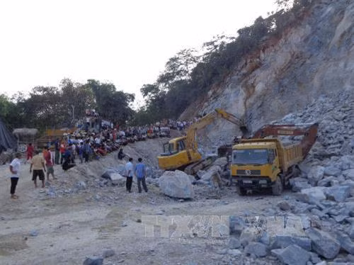 Một vụ sập mỏ đá tại Hà Giang xảy ra năm 2015. Ảnh: Đỗ Bình - TTXVN