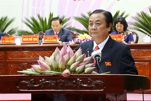 Đồng chí Lê Minh Hoan tái đắc cử Bí thư Tỉnh ủy Đồng Tháp khóa x, nhiệm kỳ 2015 – 2020. Ảnh: Văn Trí- TTXVN