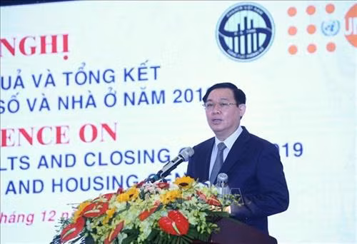 Phó Thủ tướng, Trưởng ban Ban Chỉ đạo tổng điều tra dân số và nhà ở Trung ương Vương Đình Huệ phát biểu chỉ đạo. Ảnh: Danh Lam-TTXVN