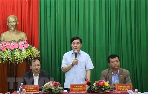 Bí thư Tỉnh ủy Đắk Lắk Bùi Văn Cường phát biểu. Ảnh: Tuấn Anh - TTXVN