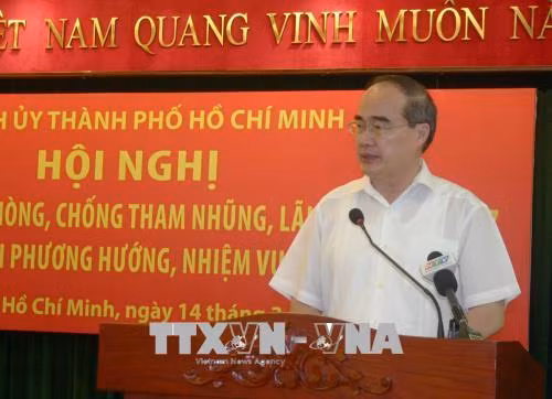 Bí thư Thành ủy Thành phố Hồ Chí Minh Nguyễn Thiện Nhân phát biểu kết luận Hội nghị. Ảnh: Tiến Lực – TTXVN