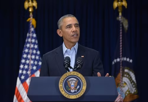 Trong ảnh (tư liệu): Tổng thống Mỹ Barack Obama phát biểu tại Rancho Mirage, California ngày 13/2. AFP/TTXVN