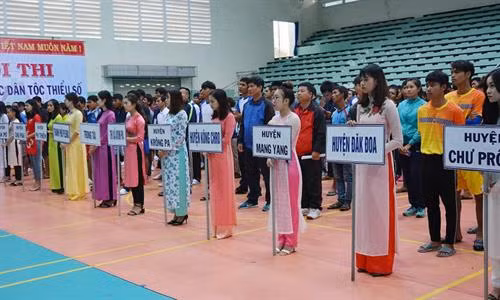Các vận động viên đến từ 15 huyện, thị xã, thành phố tham gia hội thi. Ảnh: gialai.gov.vn