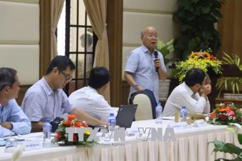 Tiến sĩ Lê Phát Quới (Trung Tâm khoa học môi trường và sinh thái Thành phố Hồ Chí Minh) phát biểu tại Hội thảo. Ảnh : Nguyễn Văn Trí - TTXVN