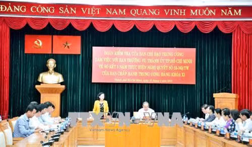 Quang cảnh buổi làm việc. Ảnh: Thu Hoài - TTXVN