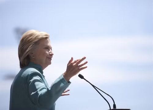 Bà Hillary Clinton phát biểu tại Atlantic City, New Jersey ngày 6/7. AFP/TTXVN