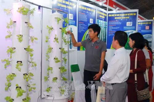Khách tham quan các gian hàng trưng bày sản phẩm tại hội chợ. Ảnh: Mạnh Linh-TTXVN