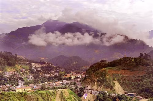 Một góc thị trấn Vinh Quang- trung tâm huyện lỵ Hoàng Su Phì, tỉnh Hà Giang
