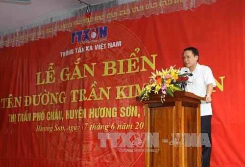 Đồng chí Nguyễn Đức Lợi, Ủy viên Trung ương Đảng, Tổng giám đốc TTXVN phát biểu tại buổi lễ. Ảnh: Thanh Tùng - TTXVN